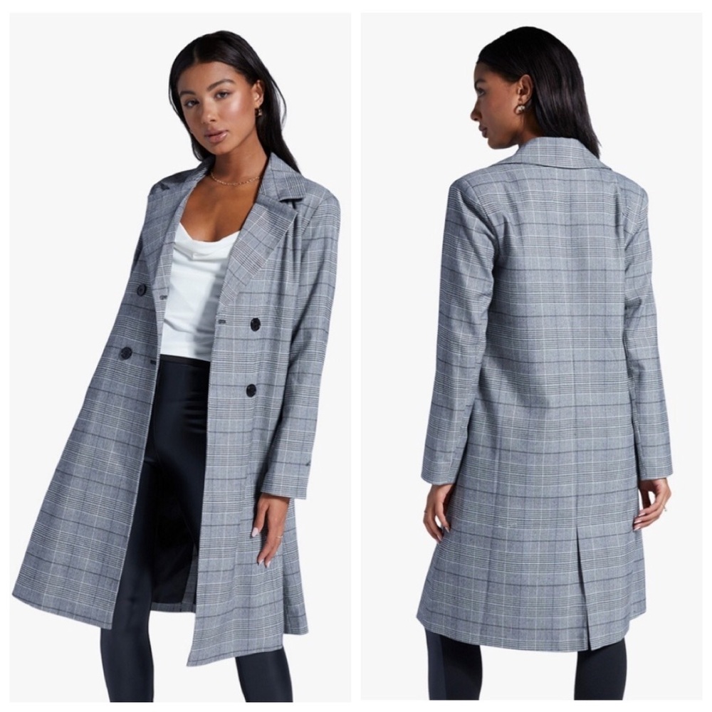 Glen Plaid Double Breasted Fully Lined Jacket Coat Women’s Size XS